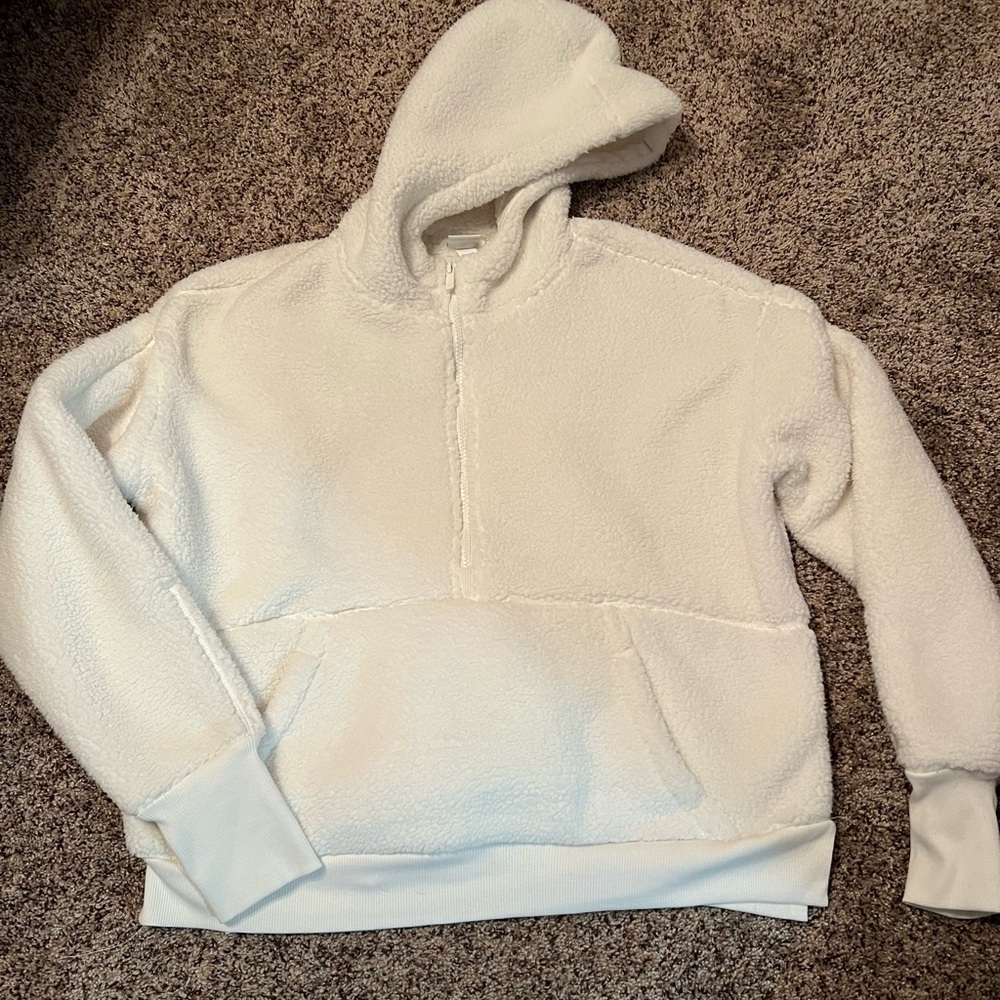 all in motion Cream Sherpa Half-Zip Hoodie